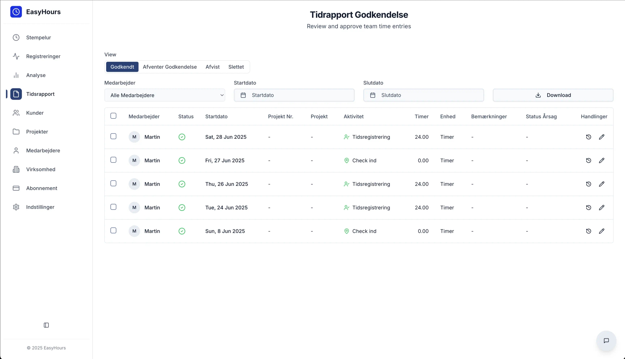TimeTracker Desktop Interface