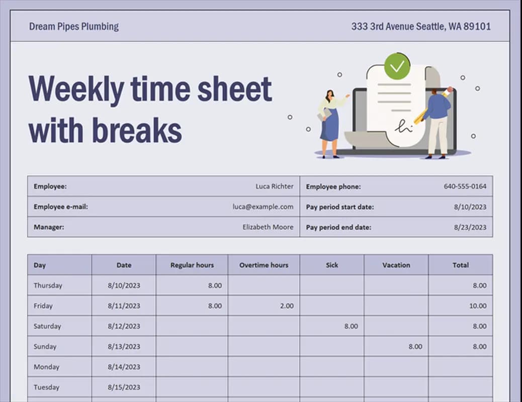 Zweiwöchiger Stundenzettel