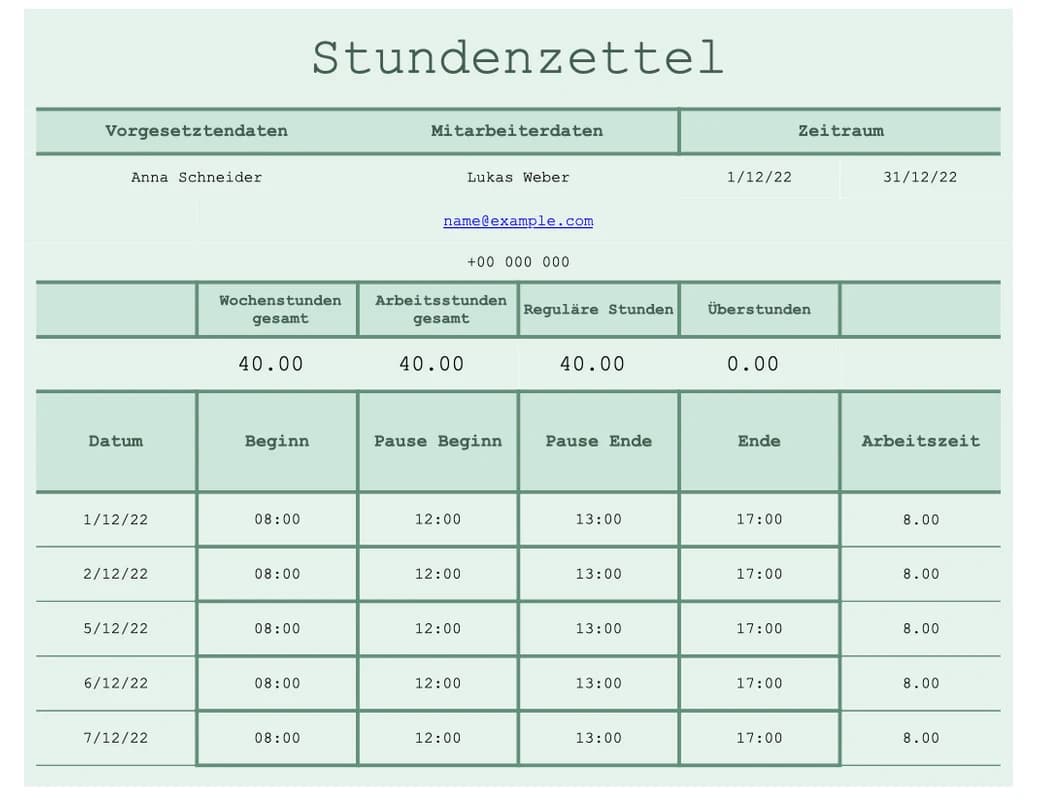 Vorschau der detaillierten Excel-Vorlage für Projektstunden und Aufgaben